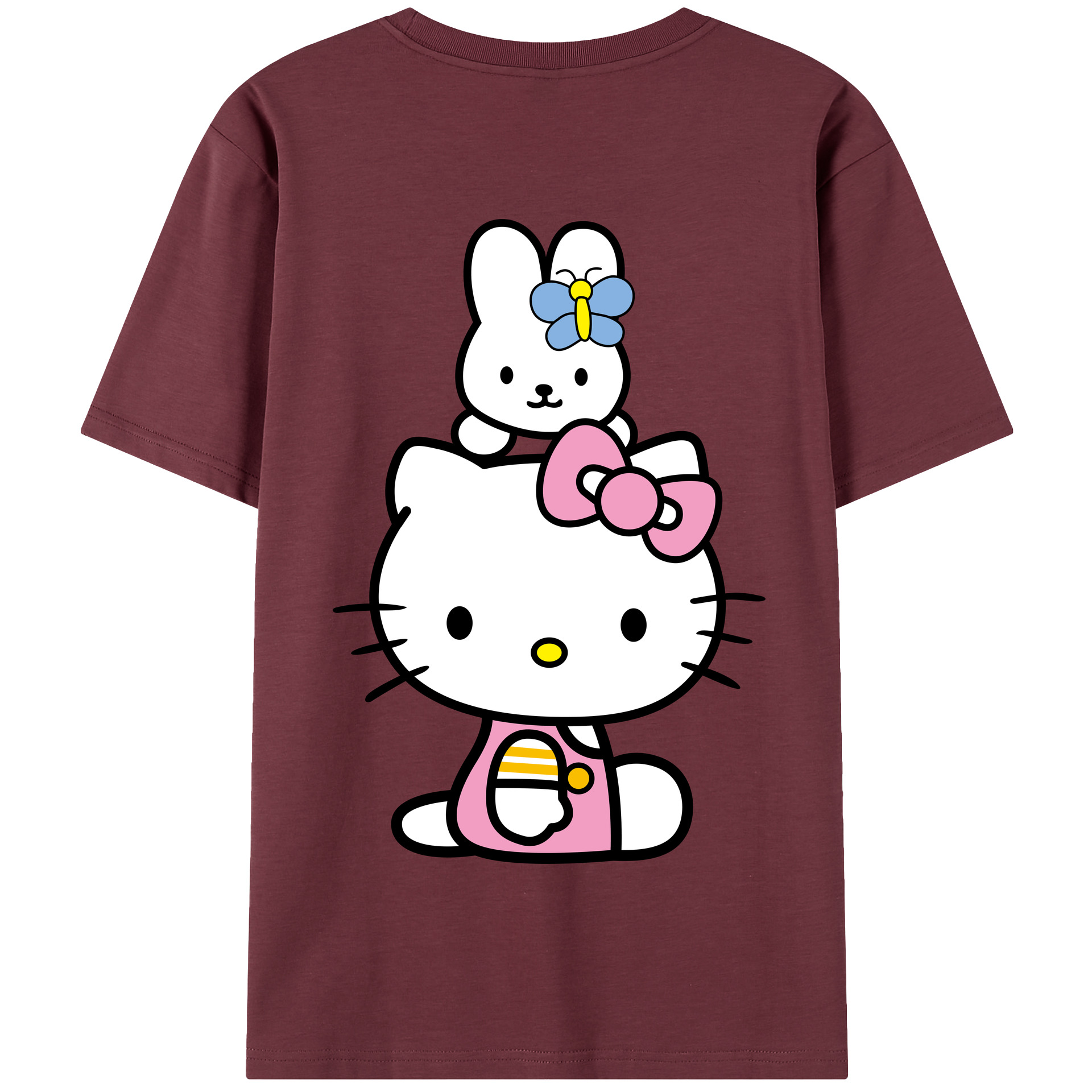 （画像用） Hello Kitty ハローキティ 綿100％半袖Tシャツ（背面プリント）